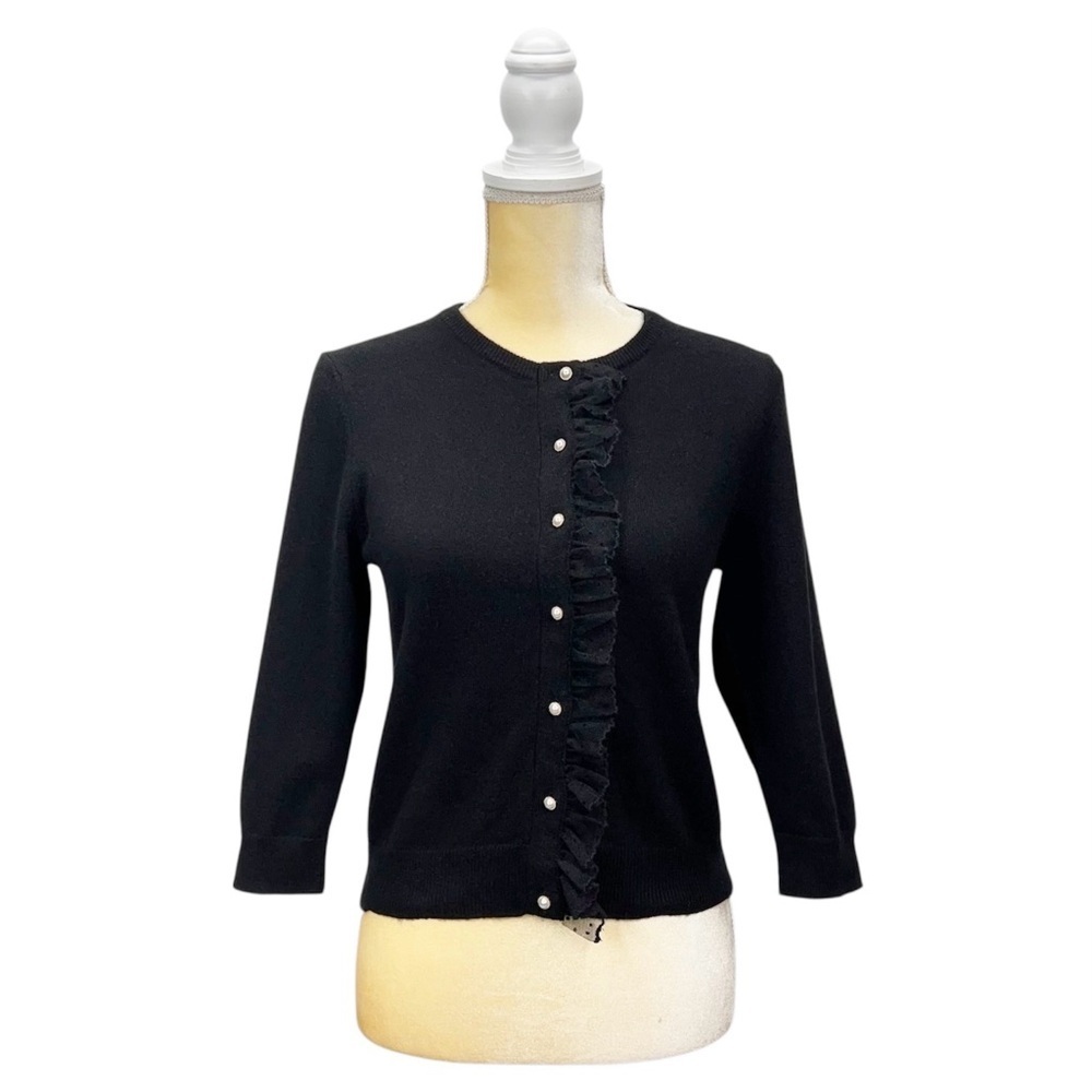 Autumn Cashmere Lace Trimmed Cardigan Sweater Faux Pearl Buttons Size Small NWT
